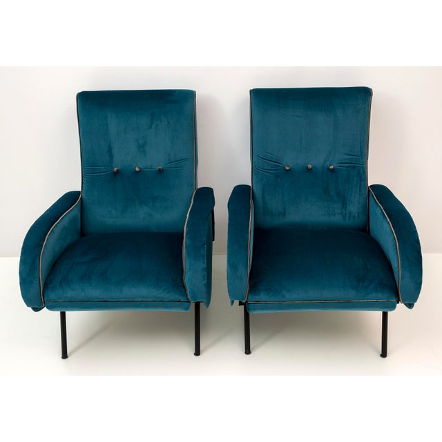 Pair of reclining armchairs designed by Marco Zanuso in the 1950s, the armchairs have been restored and upholstered in...