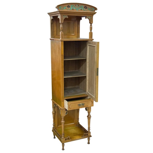 Art Nouveua Cabinet with Floral Painting, 1910s For Sale - Image 3 of 9