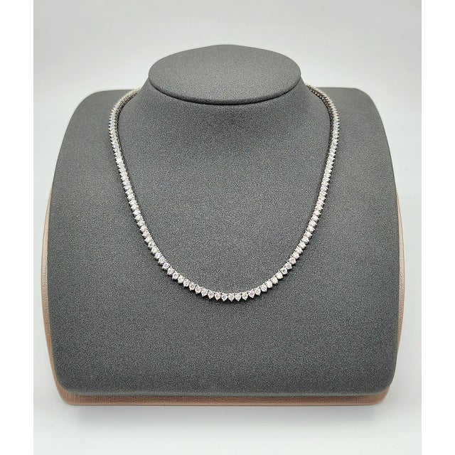 7.11 Ct 3-Prong Diamond Tennis Necklace For Sale - Image 4 of 9