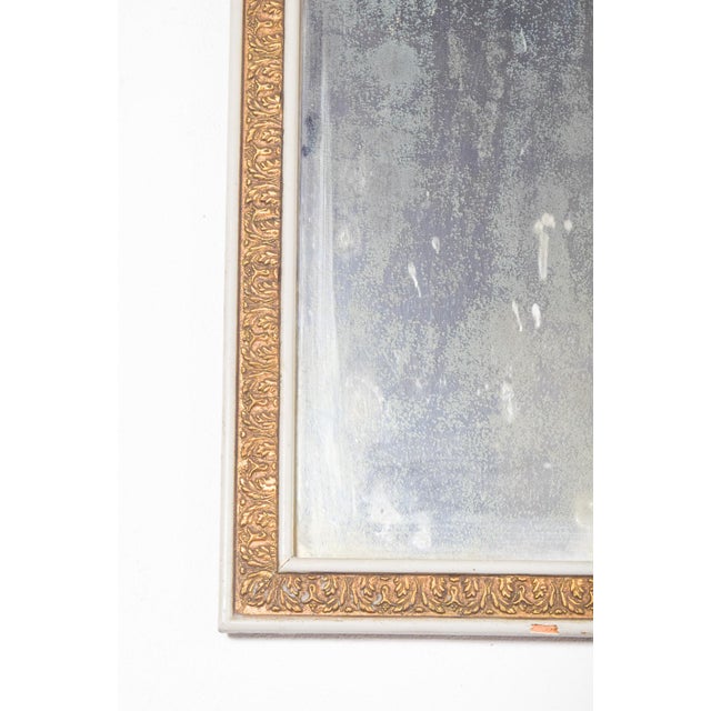 White and Gilt Wooden Mirror with Carved Bow Crest For Sale - Image 6 of 9