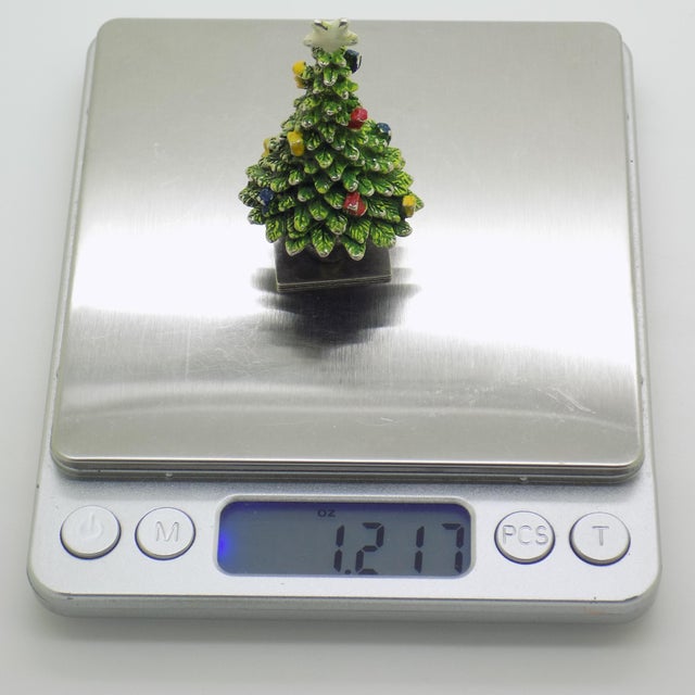Metal Vintage Italian Silver 800 and Enamelled Christmas Tree Figurine from Arezzo, Tuscany, 1970s For Sale - Image 7 of 9