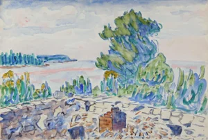 Allen Tucker New England Landscape, Watercolor by Allen Tucker 1936