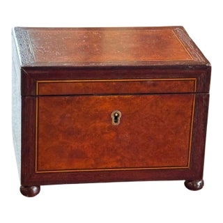 19th Century Small Walnut Tea Caddy For Sale
