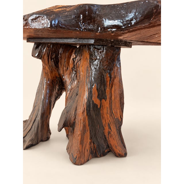 Wood Vintage Organic Modern Redwood Burl Coffee Table For Sale - Image 7 of 7