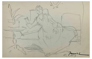 Pierre Georges Jeanniot, Woman, Charcoal Drawing, Early 20th-Century