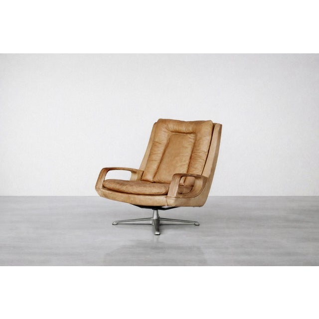 Mid-Century Modern Mid-Century Modern German Leather Swivel Chairs from Carl Straub, 1950s, Set of 2 For Sale - Image 3 of 18