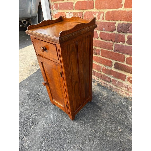 Antique Farmhouse Style Solid Wood Narrow Bedside Cabinet For Sale - Image 4 of 14
