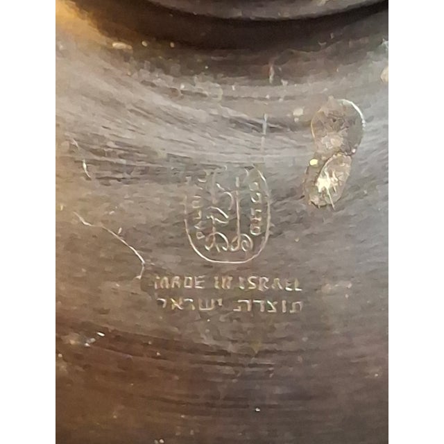 Vintage Pal-Bell Israel Brass Rabbi Blowing Shofar Plate Scalloped Wall Plaque For Sale In Boston - Image 6 of 6