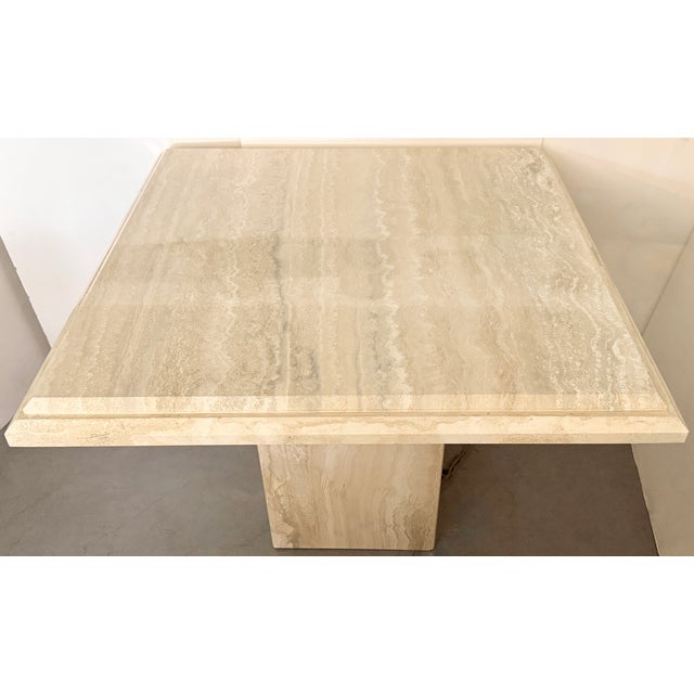 Mid-Century Modern Italian Modernist Travertine Game Table For Sale - Image 3 of 8