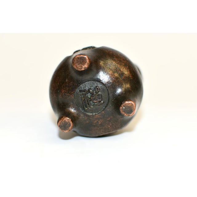 Set of 4 Bronze Antique Mini Incense Burner Chinese Censer For Sale - Image 12 of 18
