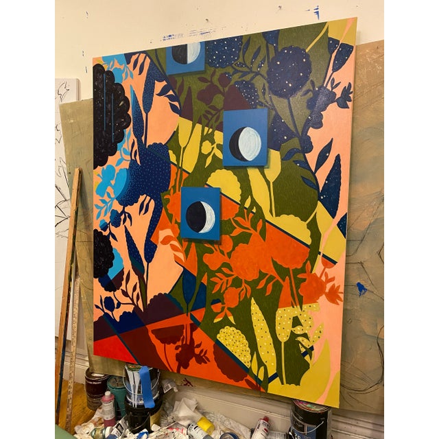 2020s "Guardian of the Night" Contemporary Original Abstract Acrylic Painting by Albert Leon Sultan For Sale - Image 5 of 13