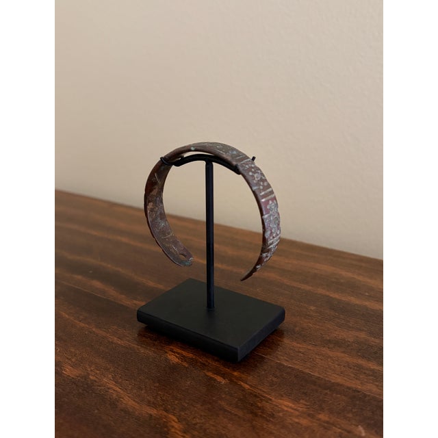 Metal Ancient Roman Bronze Bracelet on Custom Steel Museum Mount For Sale - Image 7 of 11