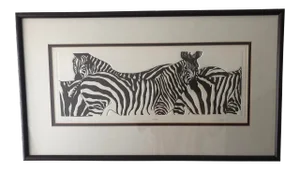 1970s Serigraph of Zebras, “Nomads”, Signed Leigh, #75/300, Framed