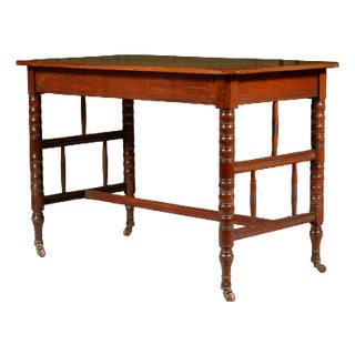 Aesthetic Movement Walnut Library Table from William Richardson of Leeds, 1870s For Sale