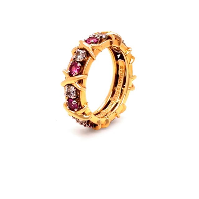 Tiffany & Co. Platinum Schlumberger Diamond & Sapphire Ring 1.34ct 7.1g, Size 5.5 For Sale - Image 6 of 9