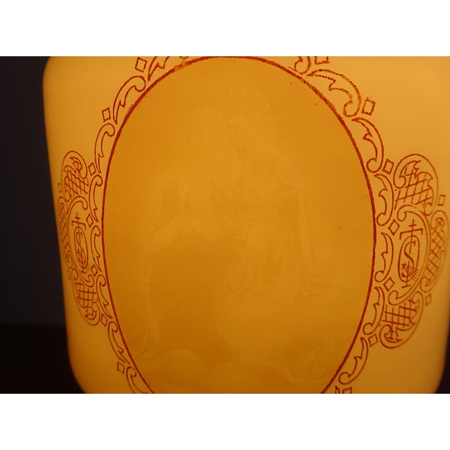 Beige Small Beige Opaline Glass Nightlight Depicting Jesus Christ and the Virgin Mary, 1940s For Sale - Image 8 of 18