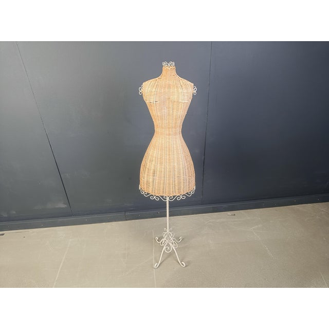 Vintage Wicker Mannequin on Wrought Iron Base, 1960s For Sale - Image 11 of 11