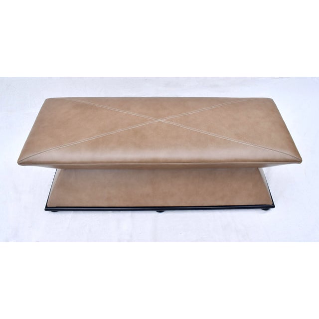Baker Furniture Hourglass Bench Ottoman With Leather Upholstery For Sale - Image 12 of 12