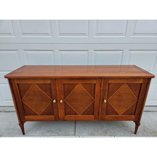 Wood Baker Furniture Cherry Sideboard Credenza With Diamond Pattern Inlay For Sale - Image 7 of 14