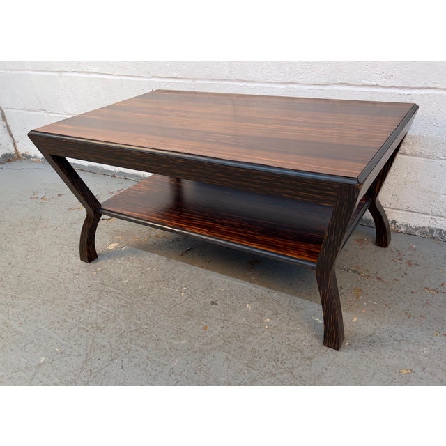 Wood Vintage Modern Macassar Ebony Coffee Table With Sculptural Base For Sale - Image 7 of 13