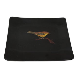 Small Mid-Century Black Resin Inlaid "Bird" Tray by Couroc For Sale