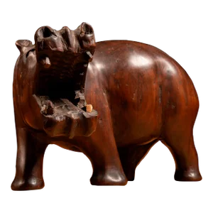 Vintage Carved Hippopotamus Sculpture