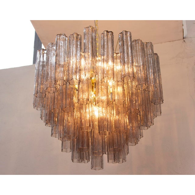 Murano Gray Glass Tronchi Chandelier, 1990s For Sale - Image 4 of 11