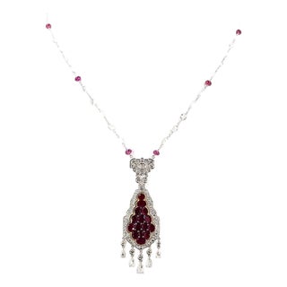 8.55 Carat Rose Cut Diamond Gold Platinum Chain Necklace For Sale
