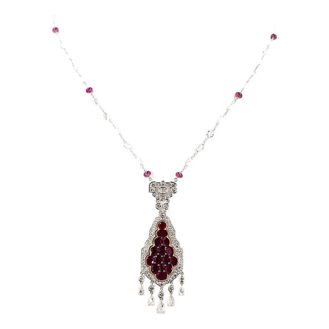 8.55 Carat Rose Cut Diamond Gold Platinum Chain Necklace For Sale