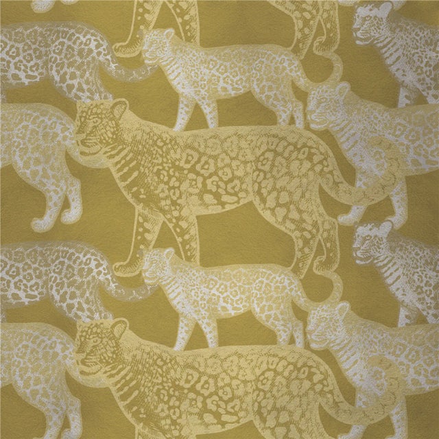 Contemporary Walking Leopards 5 Fabric Wall Covering by Chiara Mennini for Midsummer-Milano For Sale - Image 3 of 3