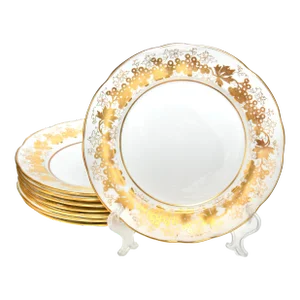 Vintage Hammersley Gilded Plates- Set of 8