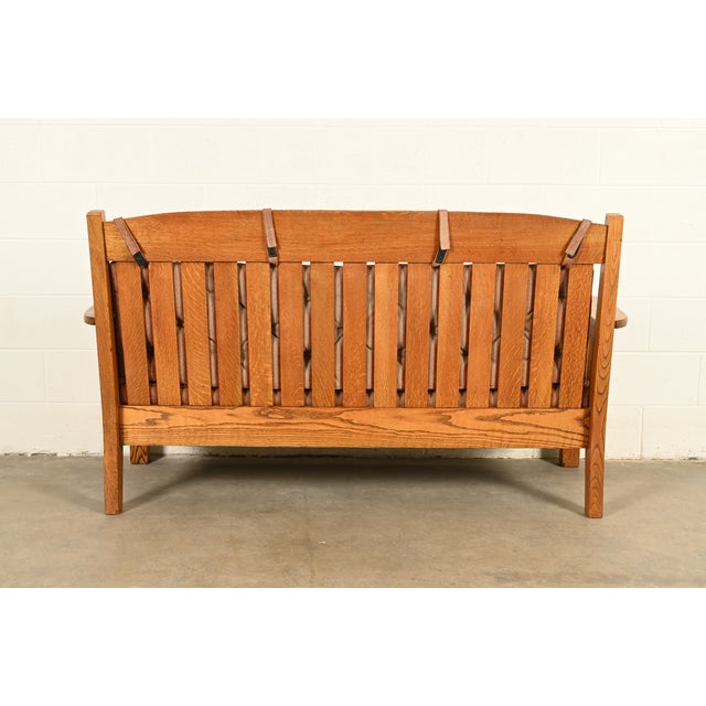 Harden Furniture Antique Mission Oak Arts & Crafts Settle Sofa or Bench, Circa 1910 For Sale - Image 12 of 13