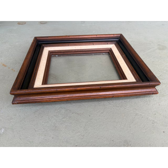 Vintage Wood Picture Frame With Linen Liner & Non-Glare Glass For Sale - Image 9 of 9