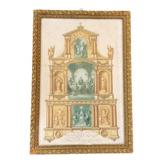 Antique French Religious Devotional Print in Original Gilt Frame, Paris C. 1915 For Sale