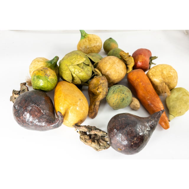 20th Century Group of Folk Art Paper Mache Faux Fruits and Vegetables