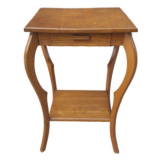 Late 19th Century Victorian Arts and Crafts Oak Two-Tier Single Drawer Side Table For Sale