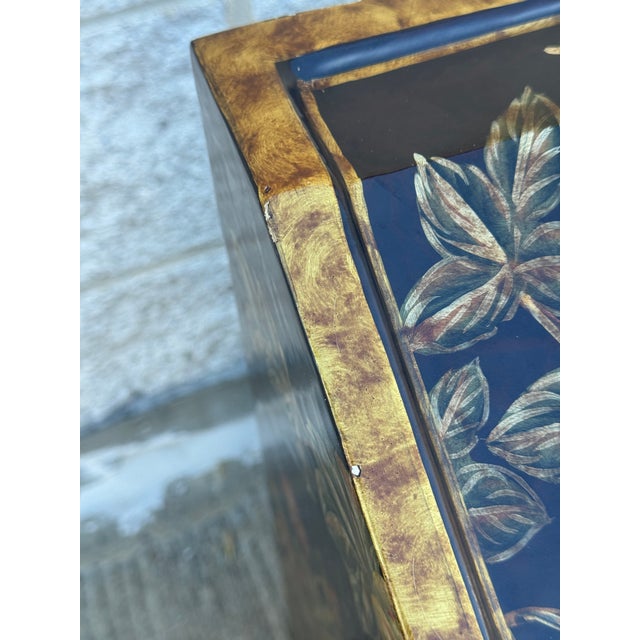 Late 20th Century Chinoiserie Painted Lift-Top Storage Cabinet With Floral and Bird Motif For Sale - Image 9 of 12