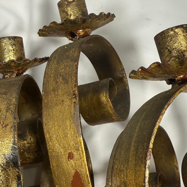 1960s Hollywood Regency Hans Kögl Style Italian Gilt Candle Wall Sconce For Sale - Image 9 of 12
