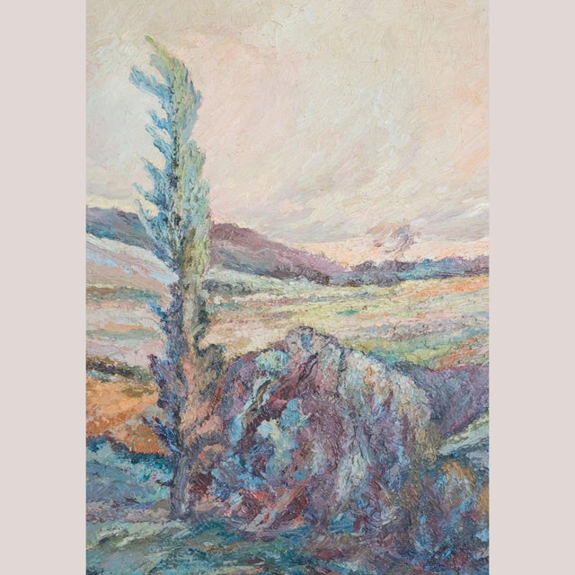 Unknown, Expressionist Landscape, 1950s, Oil on Canvas For Sale - Image 4 of 9