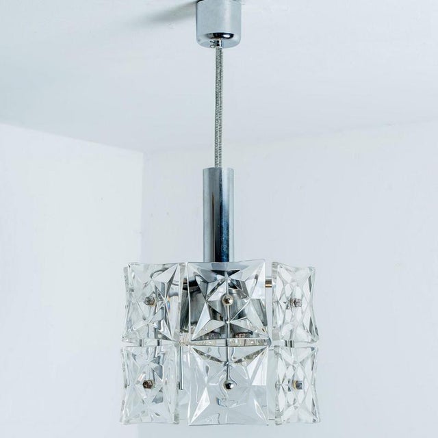 Faceted Crystal and Chrome Pendant from Kinkeldey, 1960s For Sale - Image 12 of 16