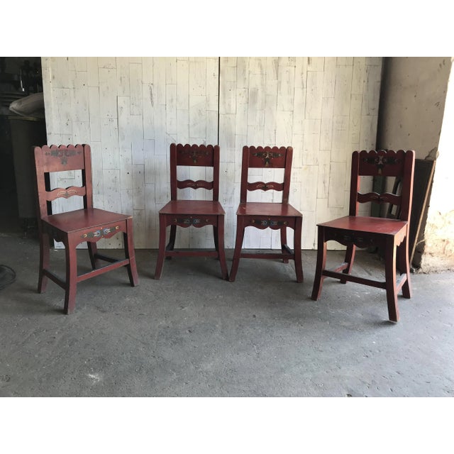 Antique Painted Wooden Dining Chairs, Set of 4 For Sale - Image 12 of 12