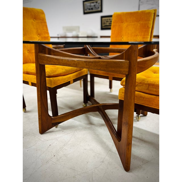 Dillingham Unmarked Four Dillingham Orange Dining Chairs With Casters For Sale - Image 4 of 5