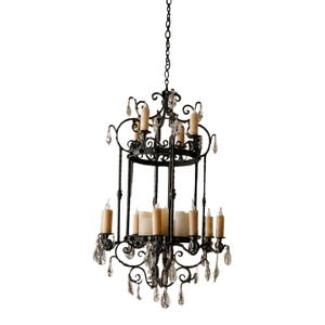 Vintage Wrought Iron and Crystal Chandelier by Ashore Lighting