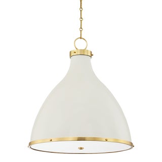 Hudson Valley Lighting Mark D. Sikes Painted No. 3 3-Light Large Pendant, Aged Brass/Off White For Sale
