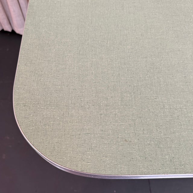 Light Green Mid 20th Century Art Deco Revival Sage Green Dinette Pedestal Dining Table For Sale - Image 8 of 8