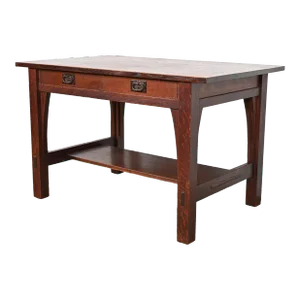 Gustav Stickley Mission Oak Arts & Crafts Writing Desk or Library Table, Circa 1900