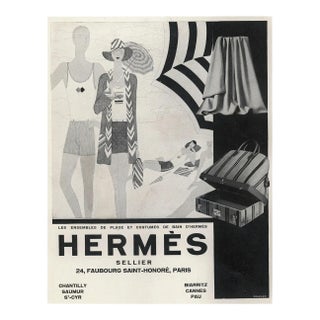 1929 Original French Hermès Beach Fashion Print For Sale