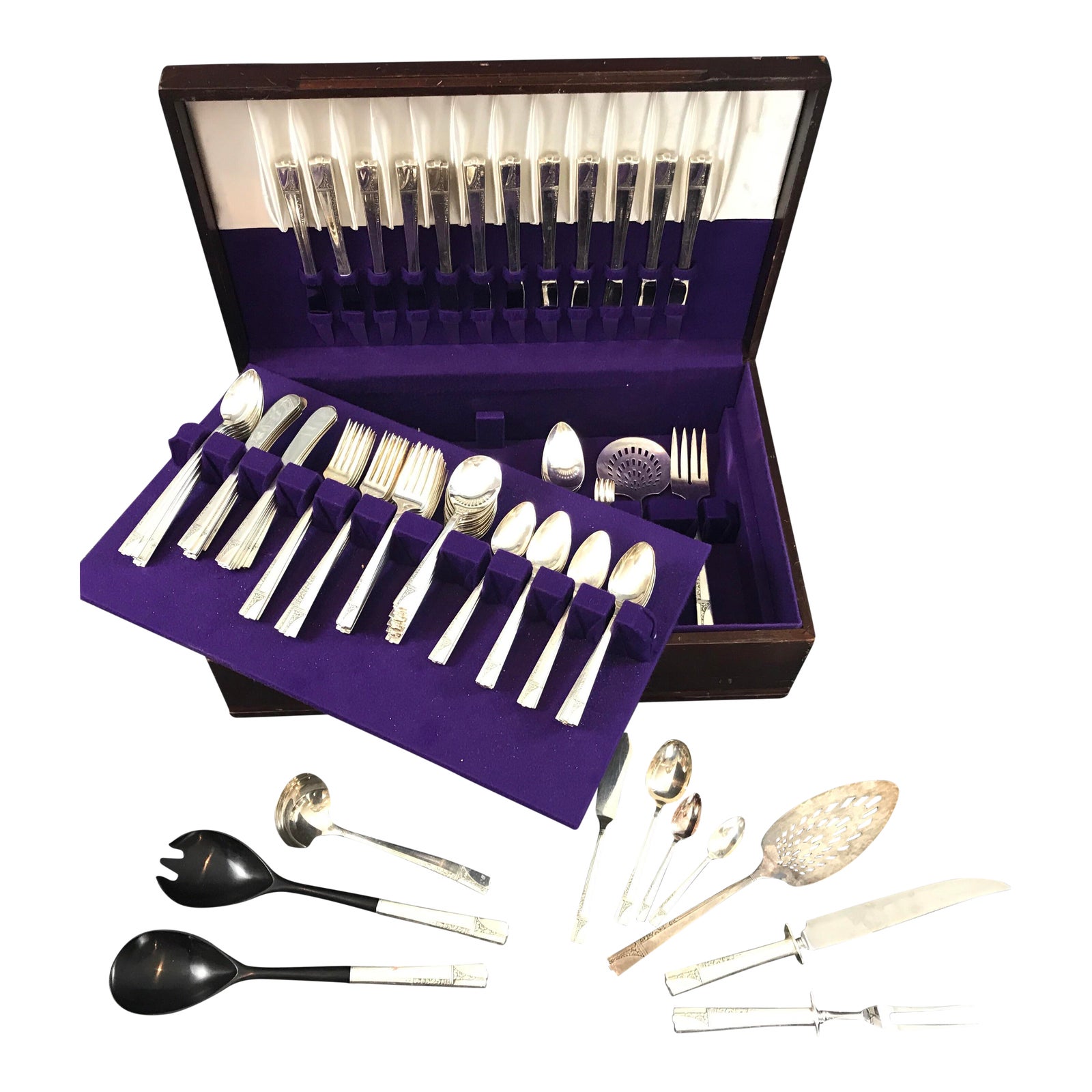 1937 Nobility Plate Caprice Art Deco Silverware Set 107 piece Chairish