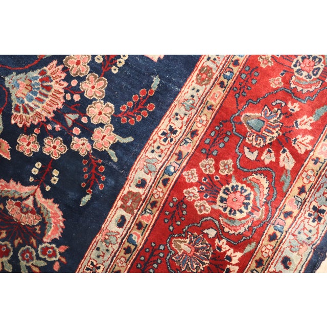 Textile Antique Zabihi Collection Navy Blue Persian Sarouk Rug - 8'9" x 10'11" For Sale - Image 7 of 12