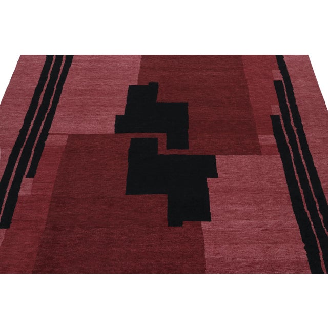 2010s Rug & Kilim’s French Art Deco Style Rug in Red With Black Geometric Patterns For Sale - Image 5 of 8